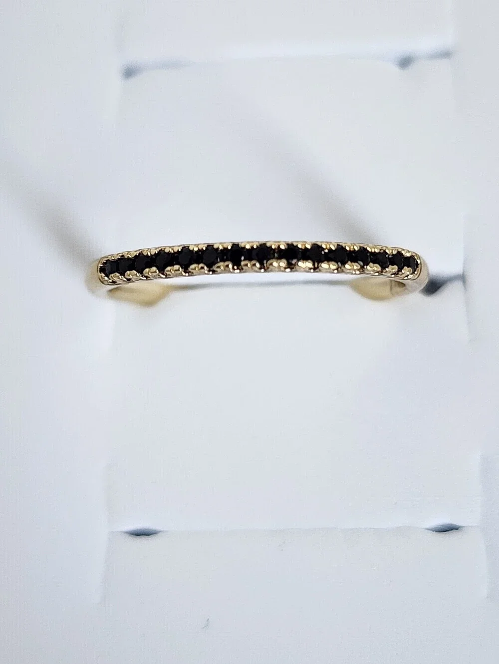 Gold Plated Black CZ Eternity Stacking Ring Minimalist Band Size 10